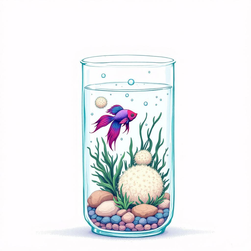 The Aquatic Duo: Marimos and Betta Fish
