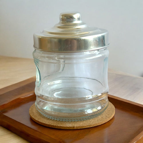 Jar of glass with metal lid